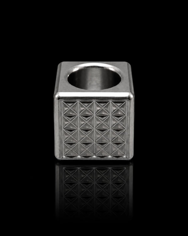 Koro Cube — Asanoha, engraved aluminum