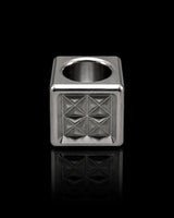Koro Cube — Asanoha, engraved aluminum