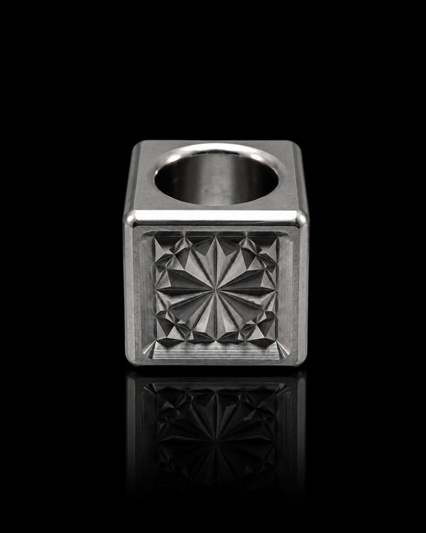 Koro Cube — Kiku, engraved aluminum