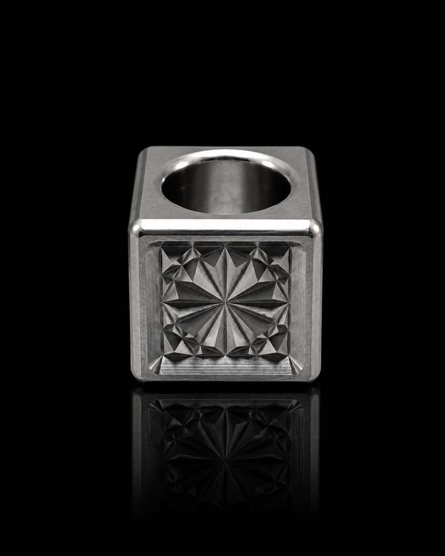 Koro Cube — Kiku, engraved aluminum