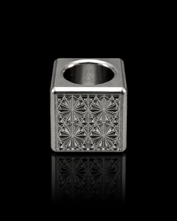 Koro Cube — Kiku, engraved aluminum