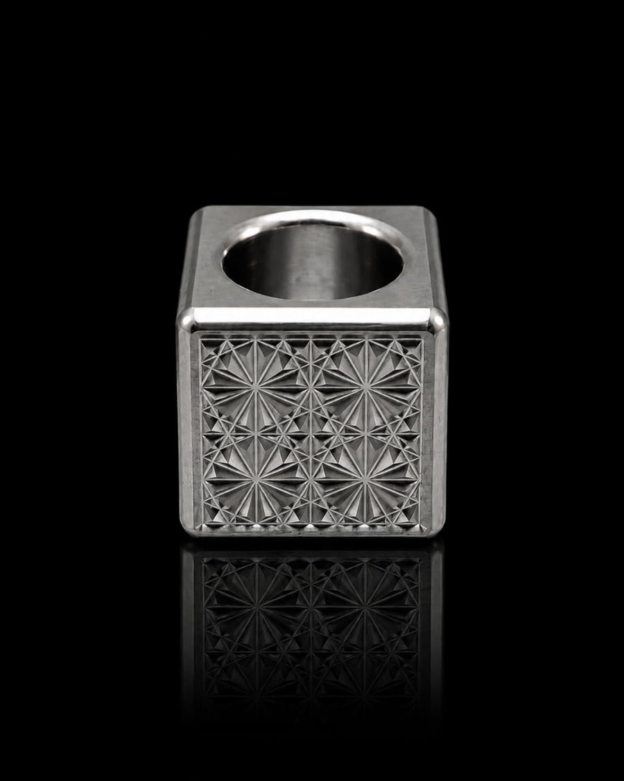 Koro Cube — Kiku, engraved aluminum