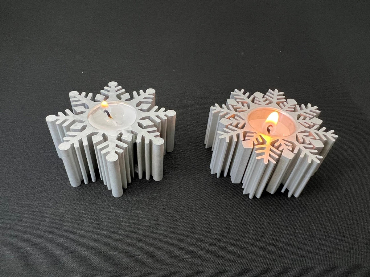 Snowflake candle holders, machined aluminum — Tosho Seiko
